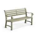 Gartenbank 150 x 60 x 85 cm Metall olivgrün mit Armlehnen