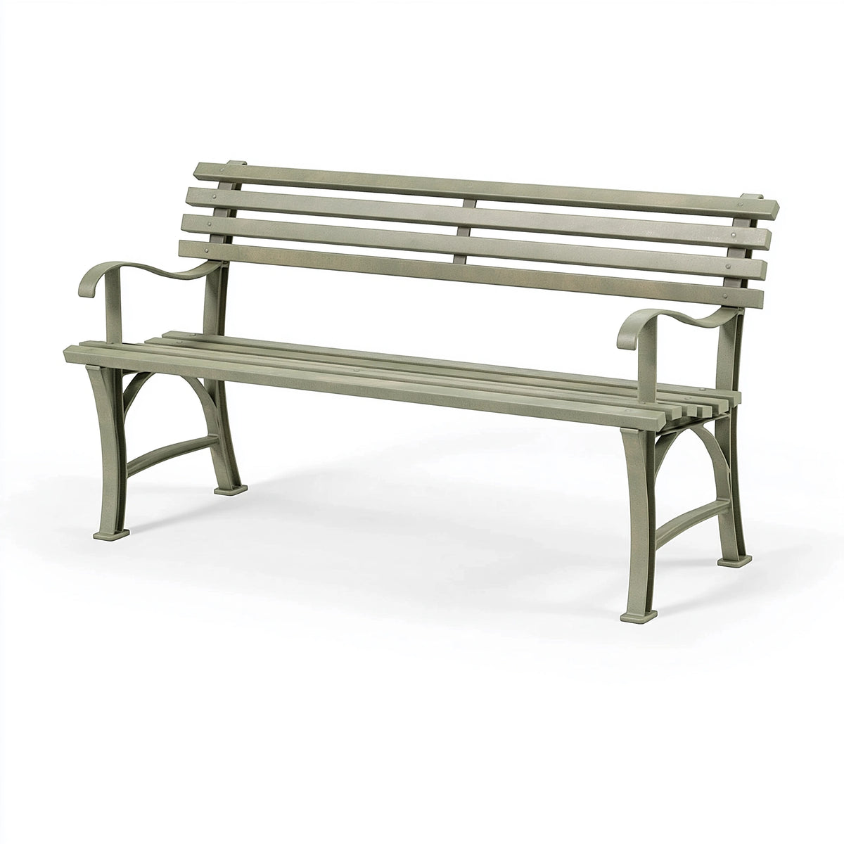 Parkbank 180 x 60 x 85 cm Metall Grau mit Armlehnen für Außenbereiche