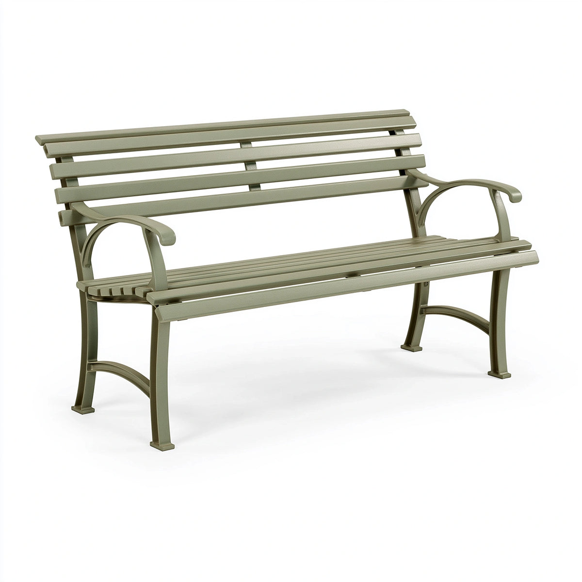 Gartenbank 126 x 62 x 85 cm Metall Olivgrün klassischer Außenbereich