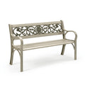 Metall Gartenbank 122 x 61 x 85 cm Grau Antik Florales Design
