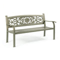 Gartenbank 122 x 61 x 88 cm Metall Graugrün mit Armlehnen im romantischen Stil