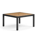 Gartentisch 90 x 90 x 75 cm Metall Kunststoff Braun Schwarz - quadratischer Tisch mit Sonnenschirmöffnung