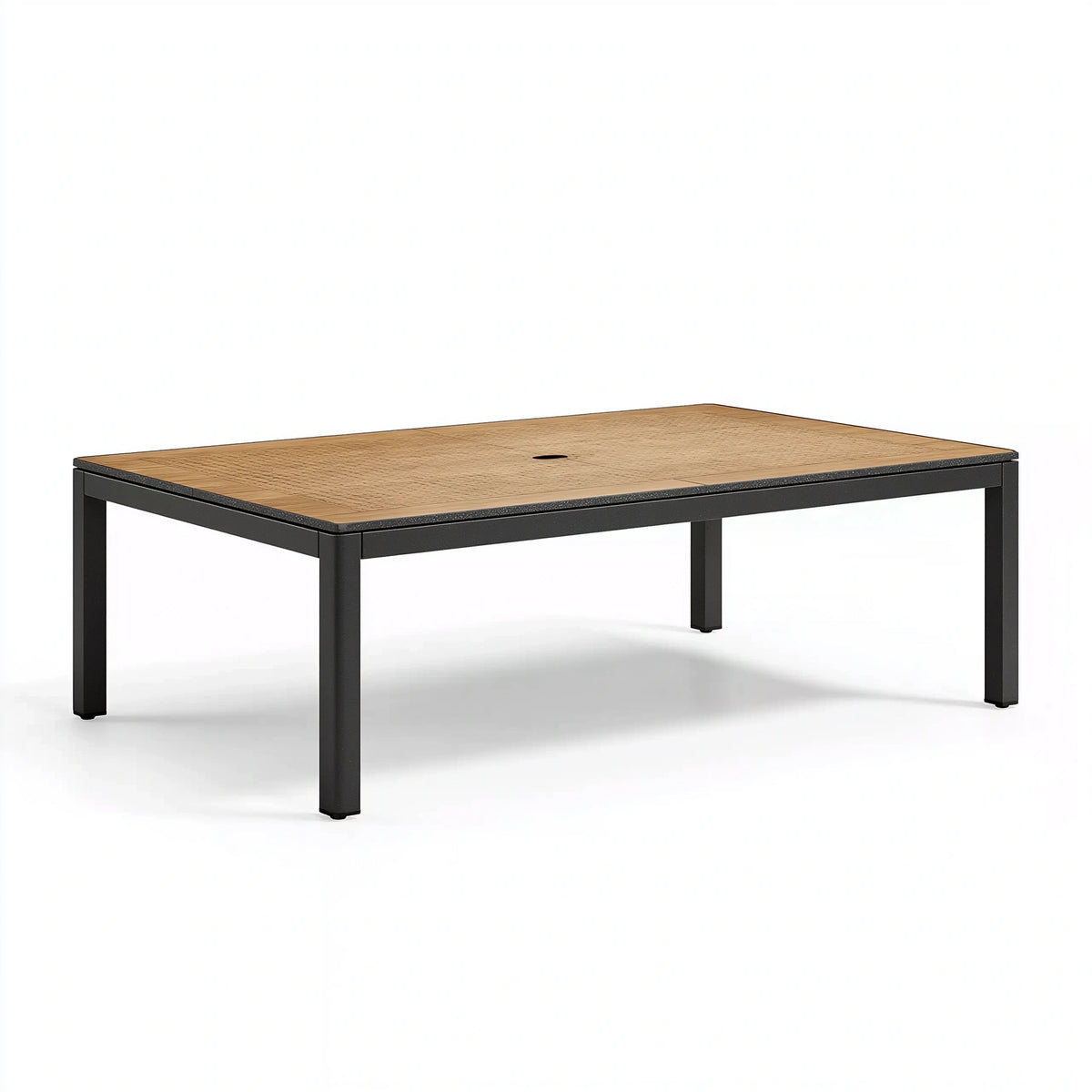 Gartentisch 160 x 90 x 75 cm Holz Metall Braun Schwarz - rechteckig mit Kabeldurchlass