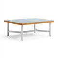 Gartentisch 150 x 90 x 74 cm mit Holzoptik und Metallgestell in Hellblau Silber