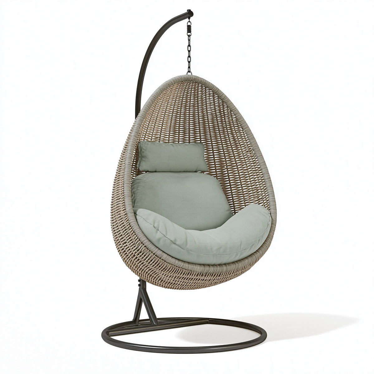 Hängesessel 105 x 105 x 195 cm beige Geflecht mit Metallgestell für Garten und Terrasse