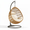 Hängesessel 105 x 95 x 195 cm aus Rattan und Metall in Natur/Schwarz mit Gestell