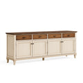 Sideboard 220 x 45 x 90 cm Holz Cremebraun mit 4 Schubladen Landhausstil