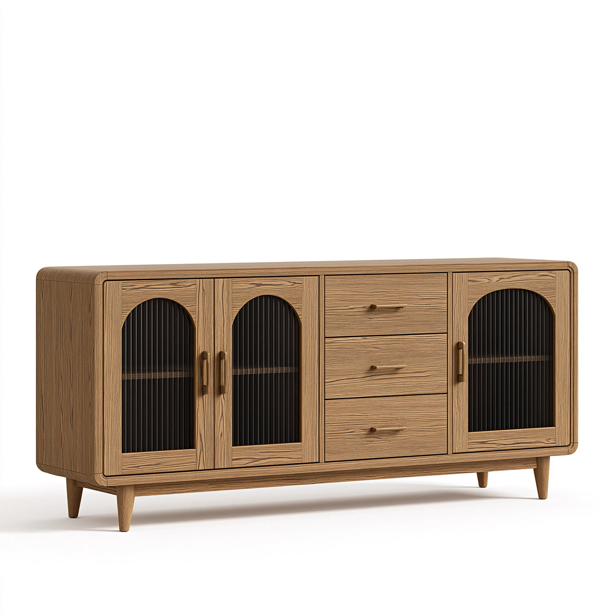 Sideboard 180 x 45 x 85 cm aus Holz Braun Schwarz - Stauraummöbel im Mid-Century-Stil