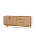 Sideboard 180 x 45 x 85 cm Holz Natur geriffelte Front moderner Stil