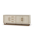 Sideboard 180 x 45 x 85 cm in Elfenbein Holzwerkstoff mit Metallgestell geriffeltes Design