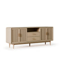 Sideboard 180 x 45 x 90 cm Holz Natur mit Rillentüren und Schubladen