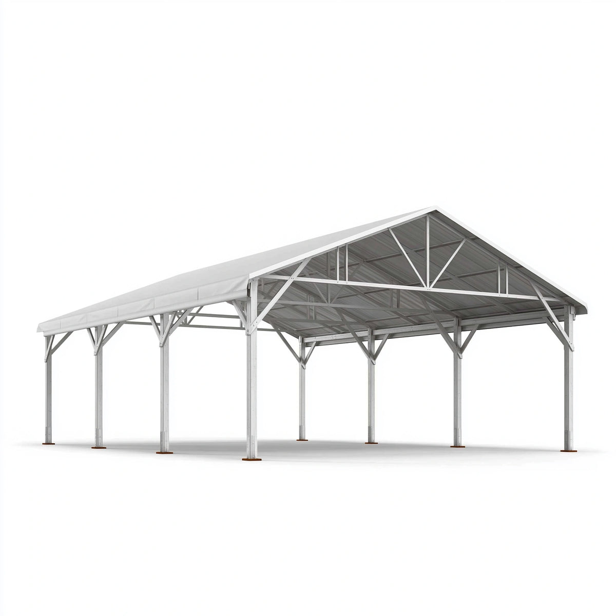 Carport 600 x 500 x 300 cm aus Metall in Silber mit Satteldach