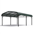 Doppelcarport 600 x 600 x 280 cm aus Metall und Polycarbonat in Schwarz Dunkelgrün mit Bogendach