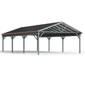 Carport 600 x 300 x 270 cm aus Stahl Grau mit Satteldach